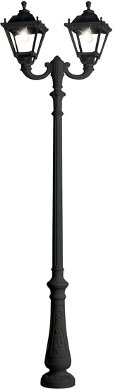 Tobia Nebo Ofir 2L E27 (No Lamp) Assembled, Classic Post Lantern, Black/Clear