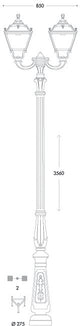 Tobia Tabor Ofir 2L E27 (No Lamp) Assembled, Classic Post Lantern, Black/Clear