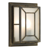 Trent Outdoor Wall Light Black/Gold Frosted Glass IP44