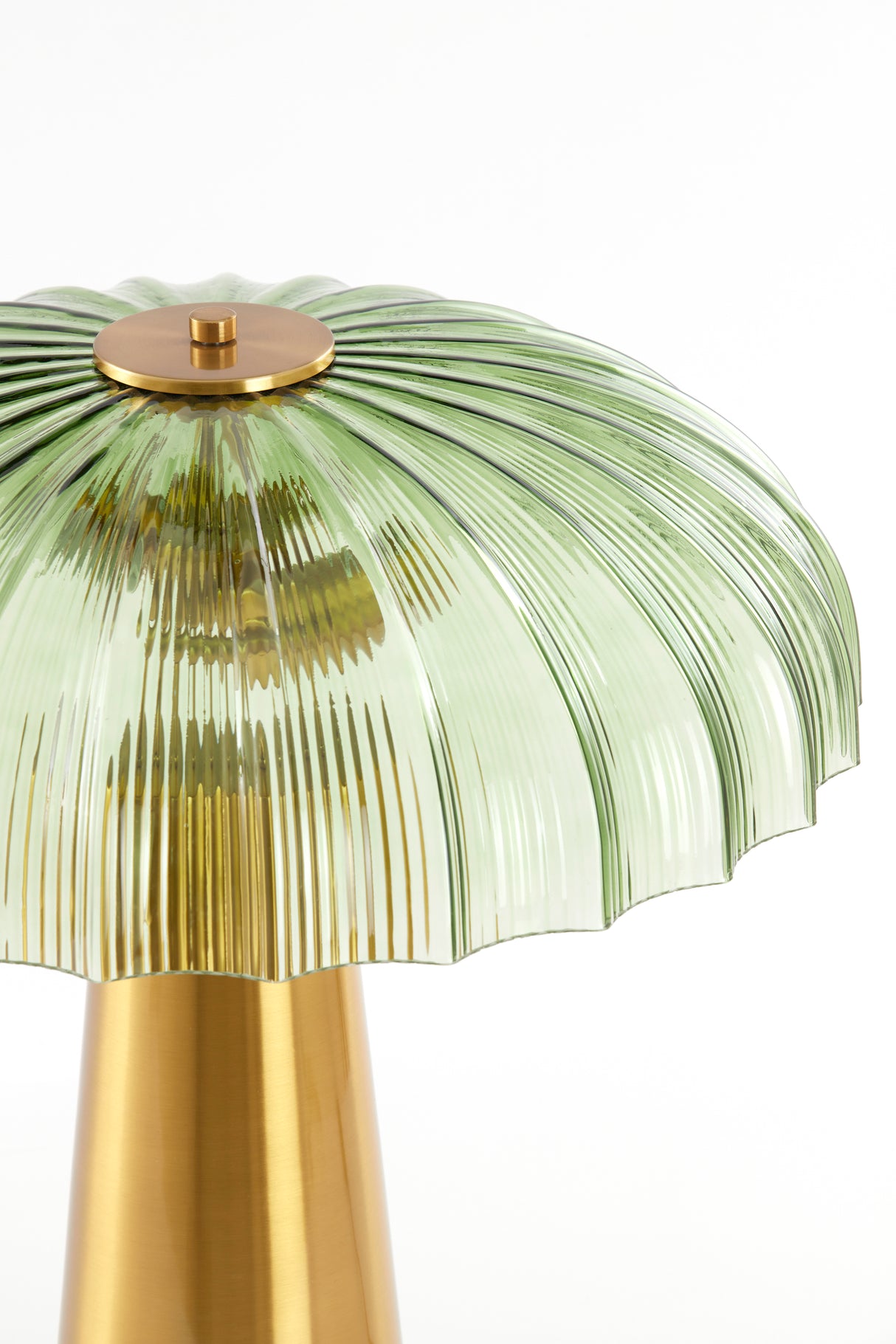 Elegant Green and Gold Double Bulb Glass Table Lamp, 50x51 cm