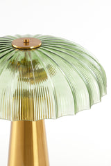 Elegant Green and Gold Double Bulb Glass Table Lamp, 50x51 cm