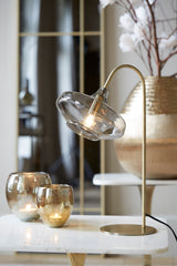 Solna Antique Bronze and Smoked Glass Table Lamp - E14, 31x22x50 cm
