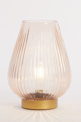 Elegant Peach & Gold LED Glass Table Lamp Ø21x28 cm