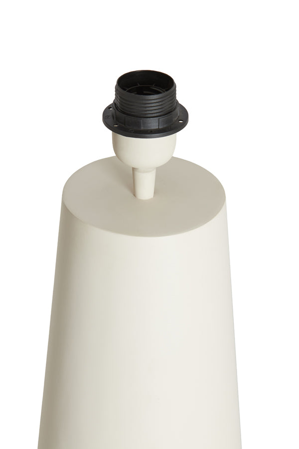 Ceramic Cylindrical Lamp Stand in Matte Cream (18x43 cm)