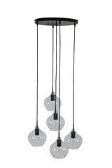 Elegant 5-Light Chandelier Ø61x66 cm Rakel - Matte Black & Clear Glass