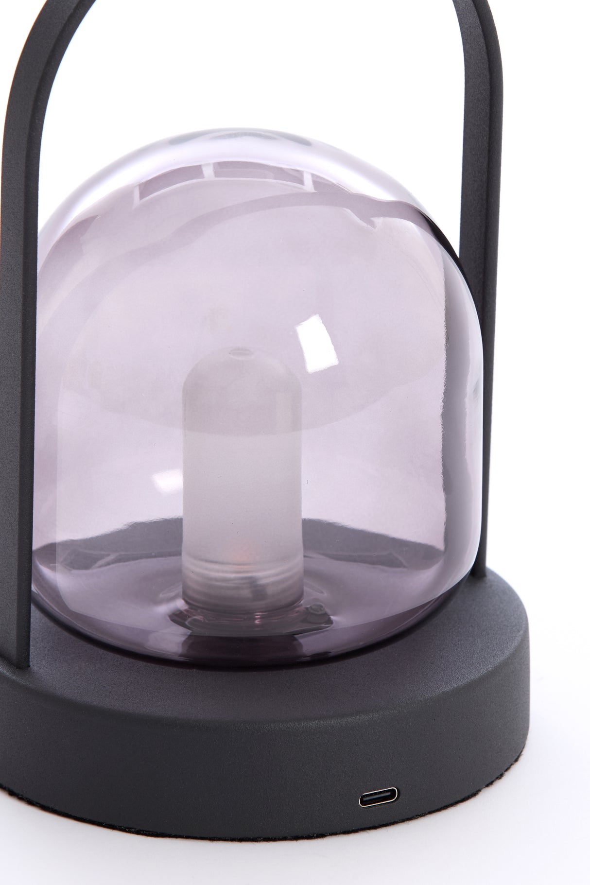 Smoked Glass LED Table Lamp Ø12x19 cm with Matte Black Finish - Yeremi Design