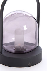 Smoked Glass LED Table Lamp Ø12x19 cm with Matte Black Finish - Yeremi Design