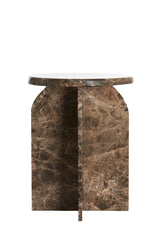 Elegant Marble Side Table in Dark Brown - Ø41x56 cm
