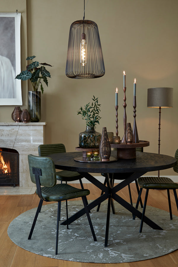 Round Olive and Grey Sjors Rug Ø200 cm