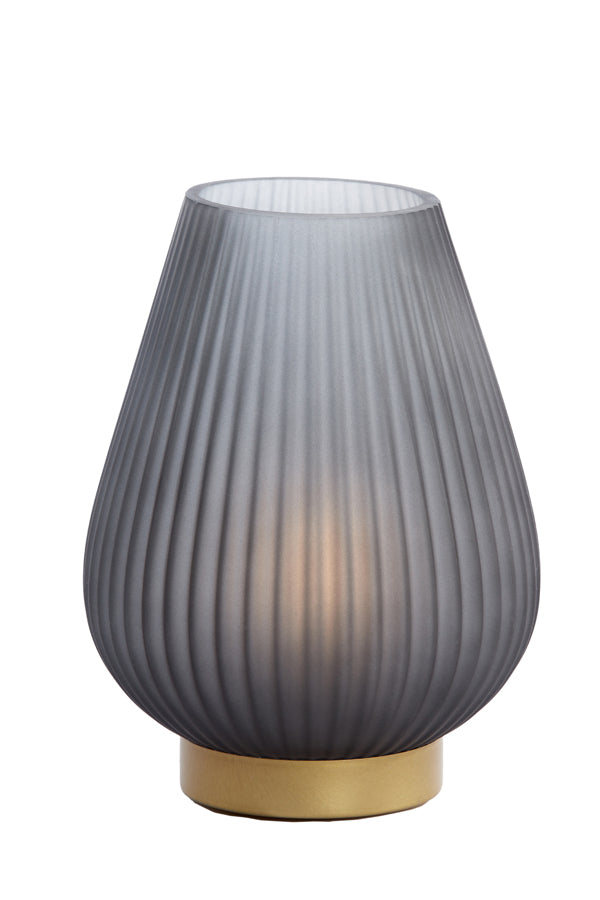Elegant LED Table Lamp with Matt Grey and Gold Glass Finish, Ø21x28 cm