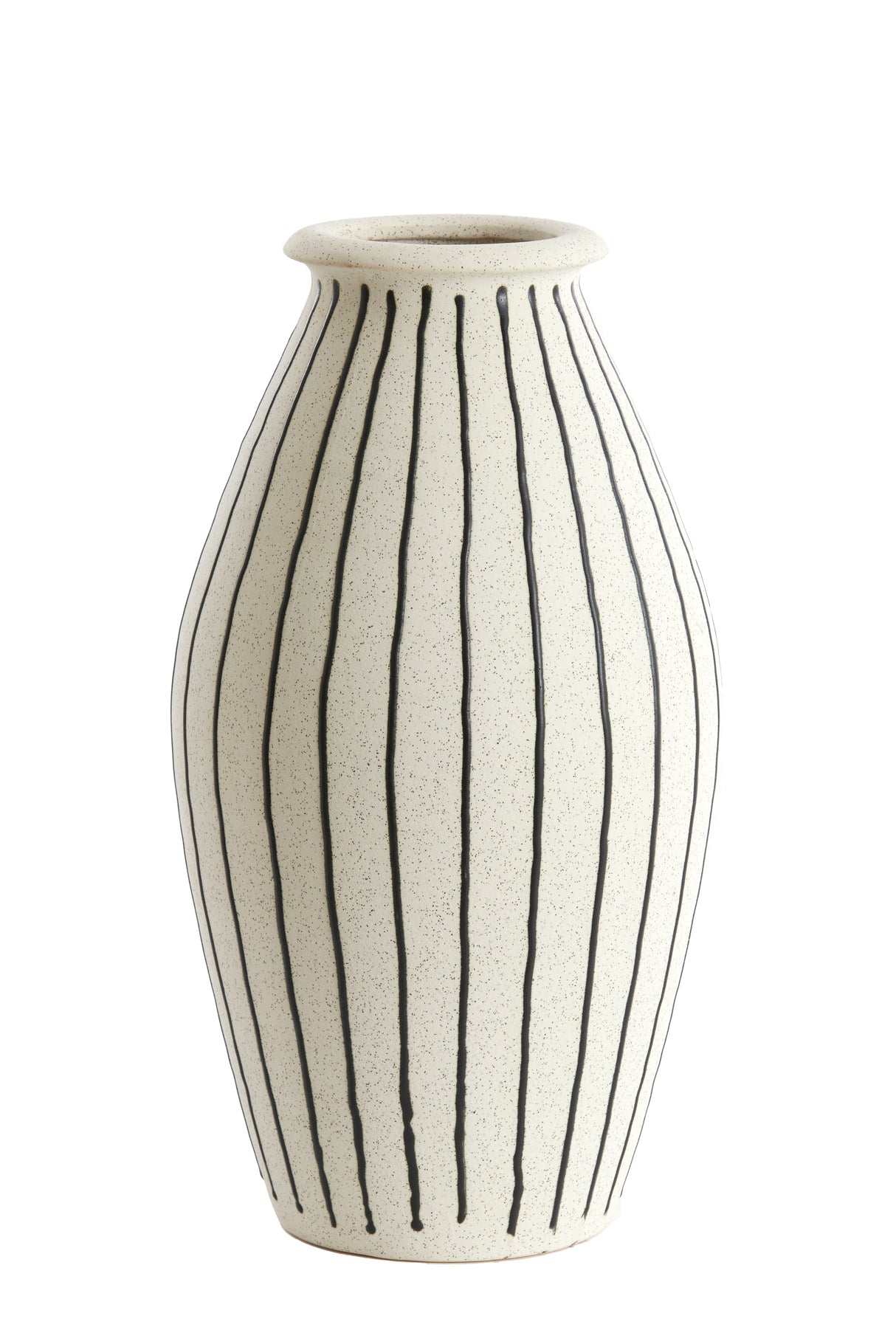 Artisan Dipped Ceramic Vase - Cream & Black Finish