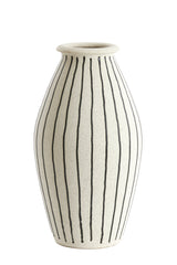 Artisan Dipped Ceramic Vase - Cream & Black Finish