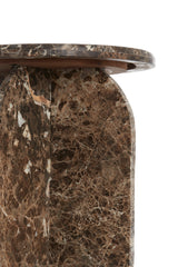 Elegant Marble Side Table in Dark Brown - Ø41x56 cm