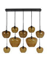Elegant 10-Light Pendant Lamp with Brown Glass and Matte Black Frame (120x60x110 cm)
