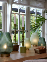 Elegant Dark Green and Gold LED Table Lamp – 21x28 cm Glass Design