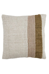 Title: Elegant Surrey Cushion 45x45 cm in White, Green, and Beige Tones