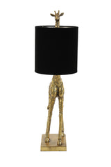 Giraffe-Themed Bronze Table Lamp with Black Velvet Shade, 28x20x68 cm