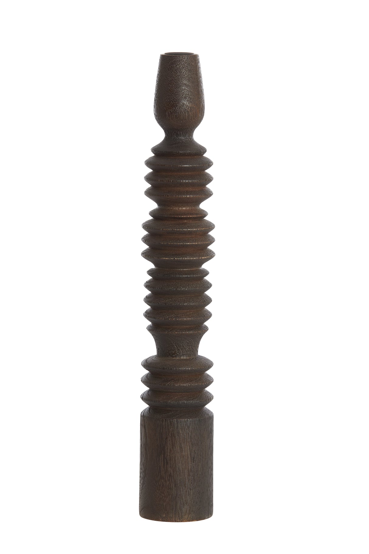 Elegant Dark Brown Wood Candle Holder - 7.5x45.5 cm