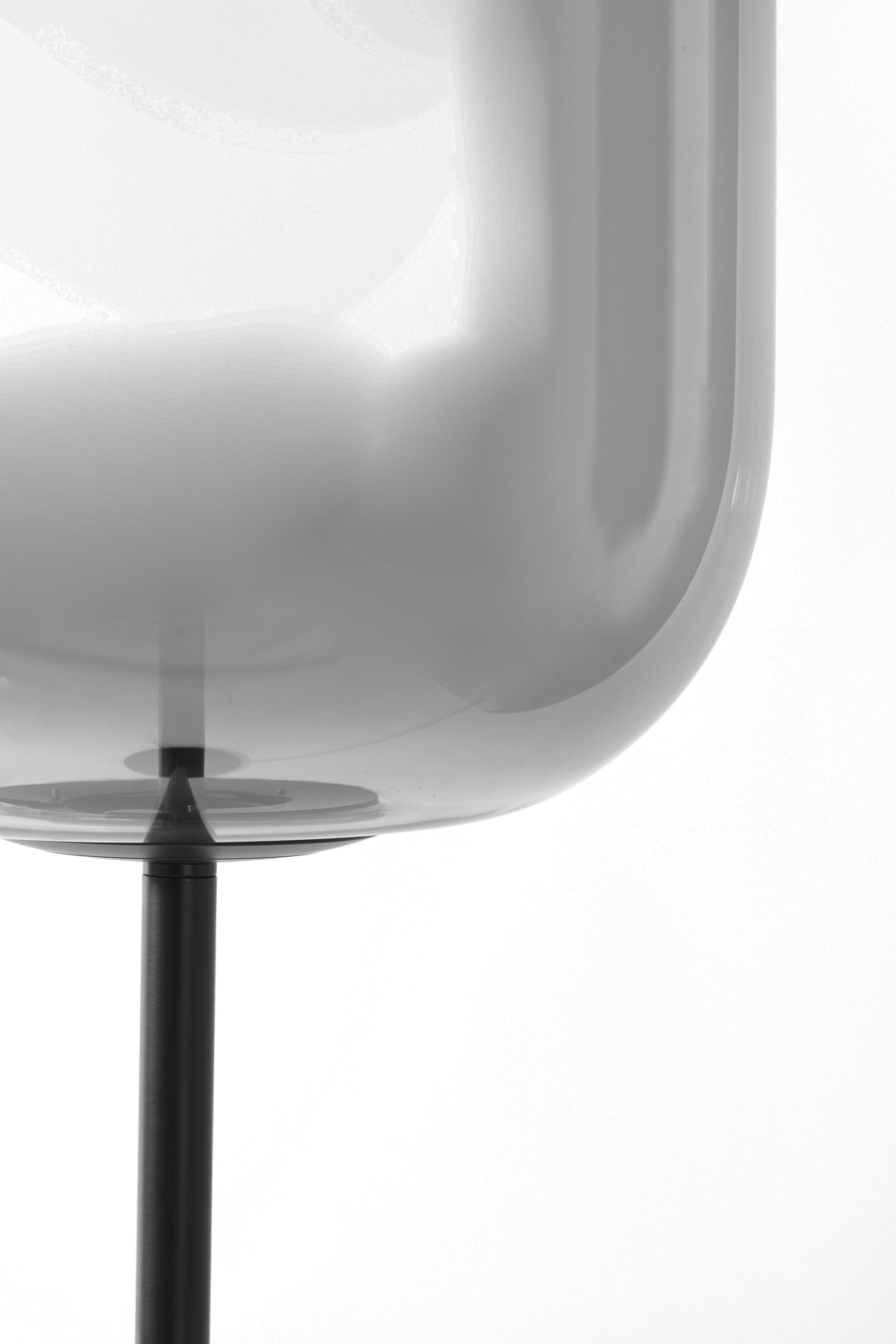 Smoked Glass and Black Floor Lamp, 35cm x 160cm, Julia Collection