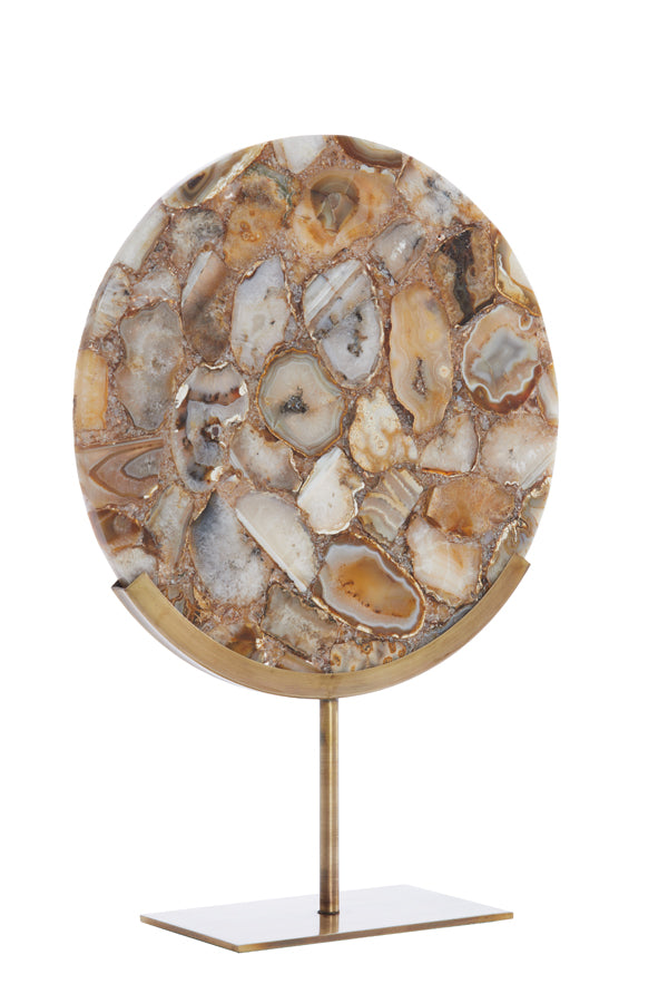 Yellow Agate and Antique Bronze Ornament on Stand 35x12x50 cm