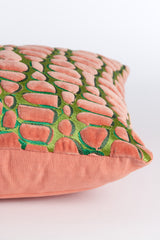 Elegant Tomba Cushion 45x45 cm in Green and Coral