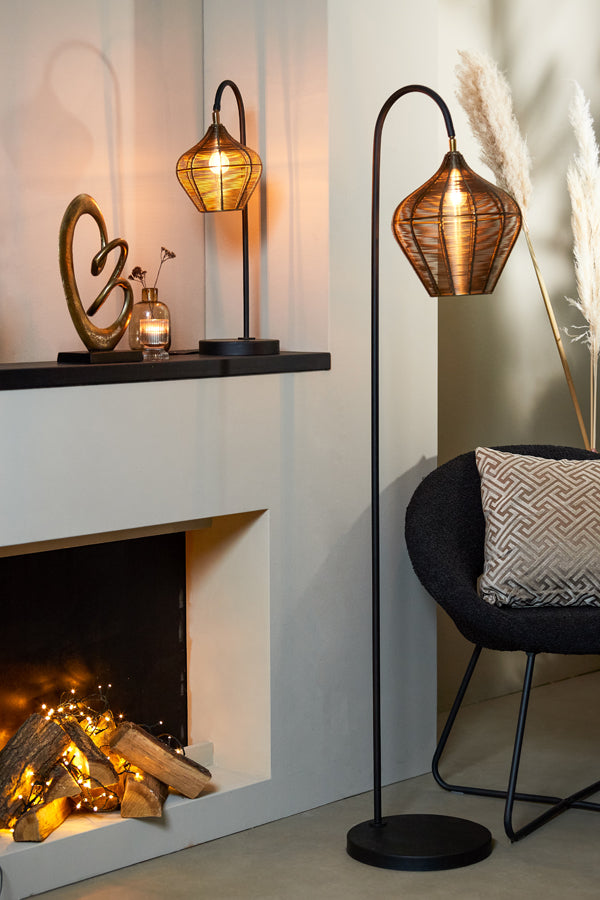 Elegant Alvaro Table Lamp - Antique Bronze & Matte Black Finish (27x20x61 cm)