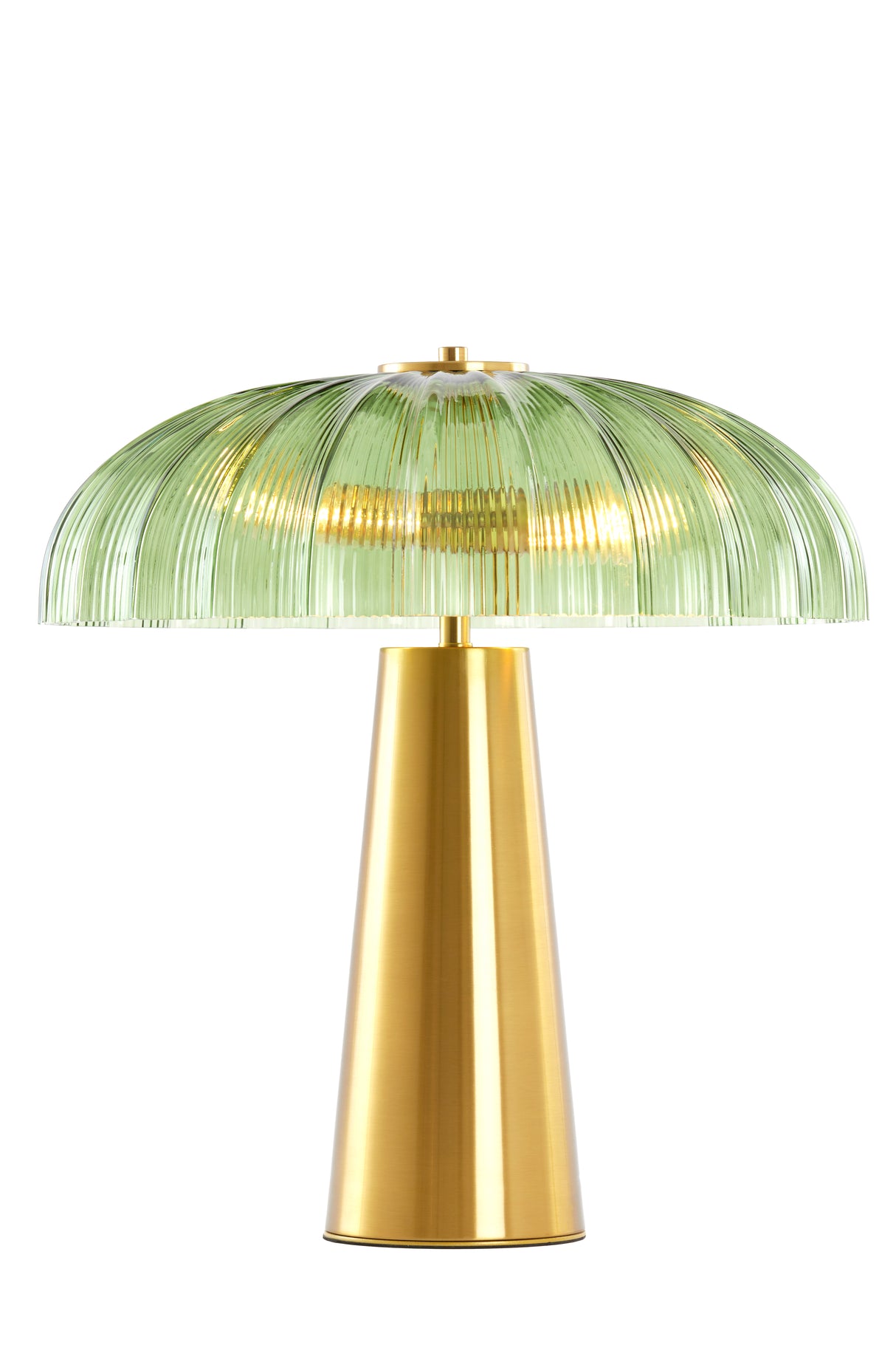 Elegant Green and Gold Double Bulb Glass Table Lamp, 50x51 cm