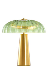 Elegant Green and Gold Double Bulb Glass Table Lamp, 50x51 cm