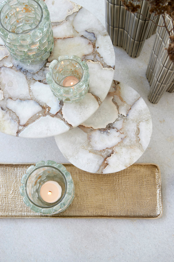 Mosaic Glass Tealight Holder Light Blue Ø9.5x8.5 cm