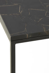 Dual Console Set in Elegant Black with Agate Accent - Sleek Design 120x25x72+140x25x82 cm