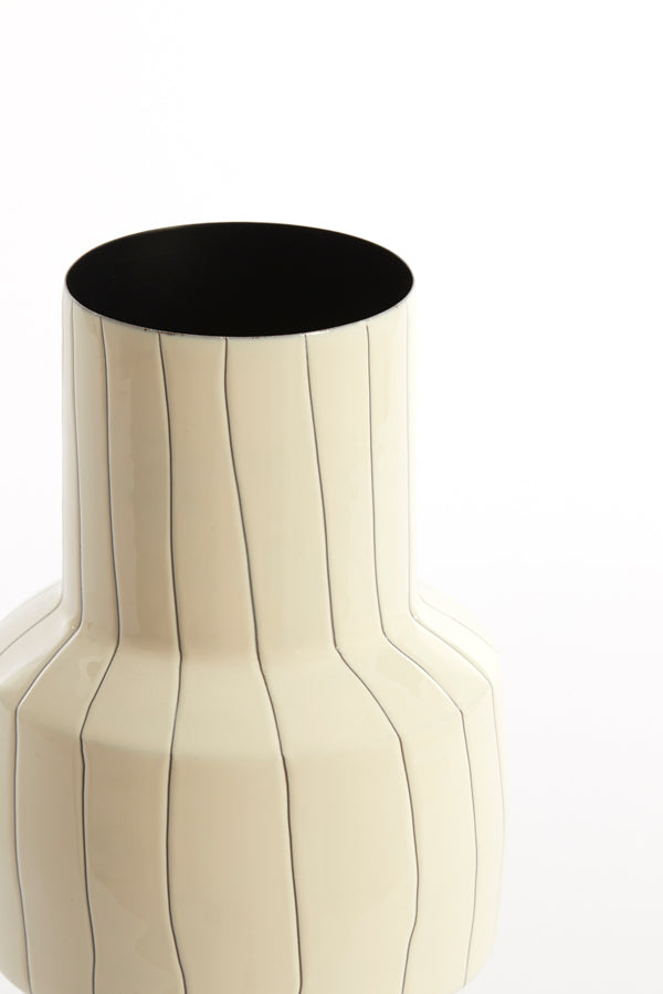 Elegant Senuma Glazed Vase - White & Black 33cm