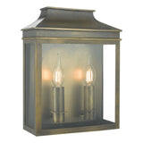 Vapour 2 Light Coach Lantern Outdoor Wall Light Weathered Brass IP44