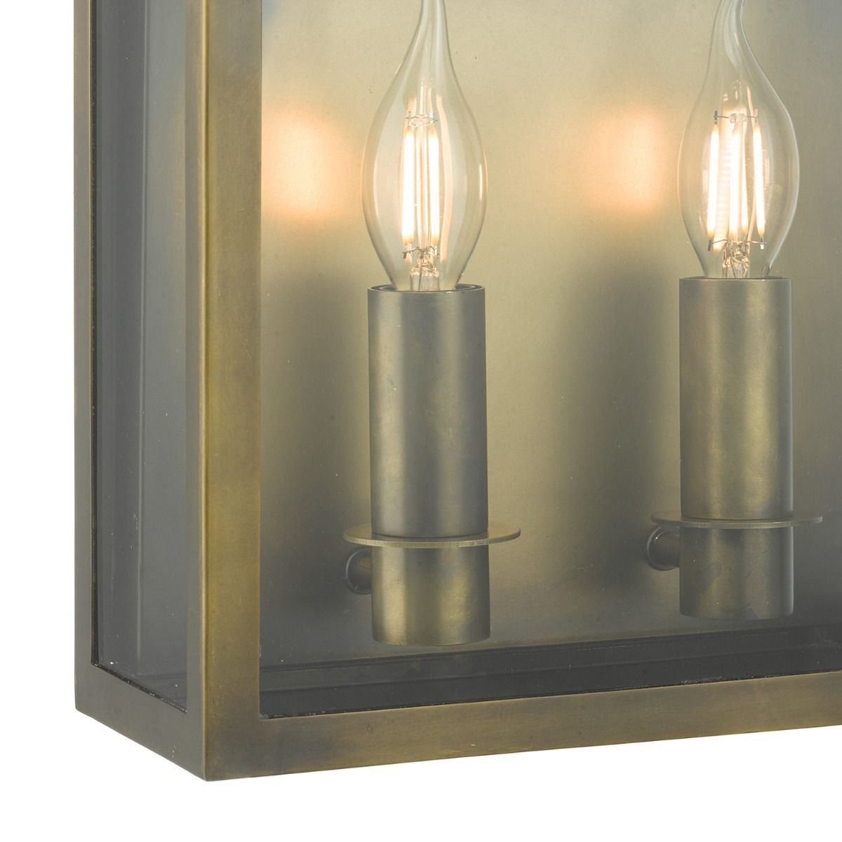 Vapour 2 Light Coach Lantern Outdoor Wall Light Weathered Brass IP44