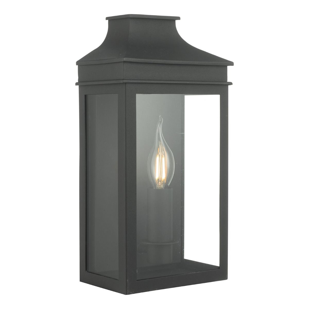 Vapour Coach Lantern Outdoor Wall Light Matt Black IP44