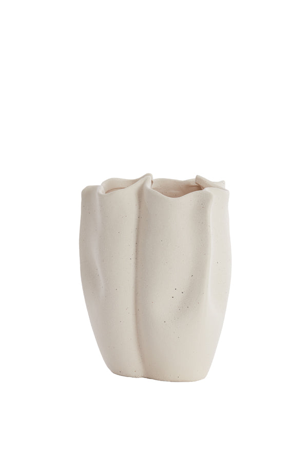 Elegant Cream Sanguli Ceramic Vase - 28x27.5x36.5 cm