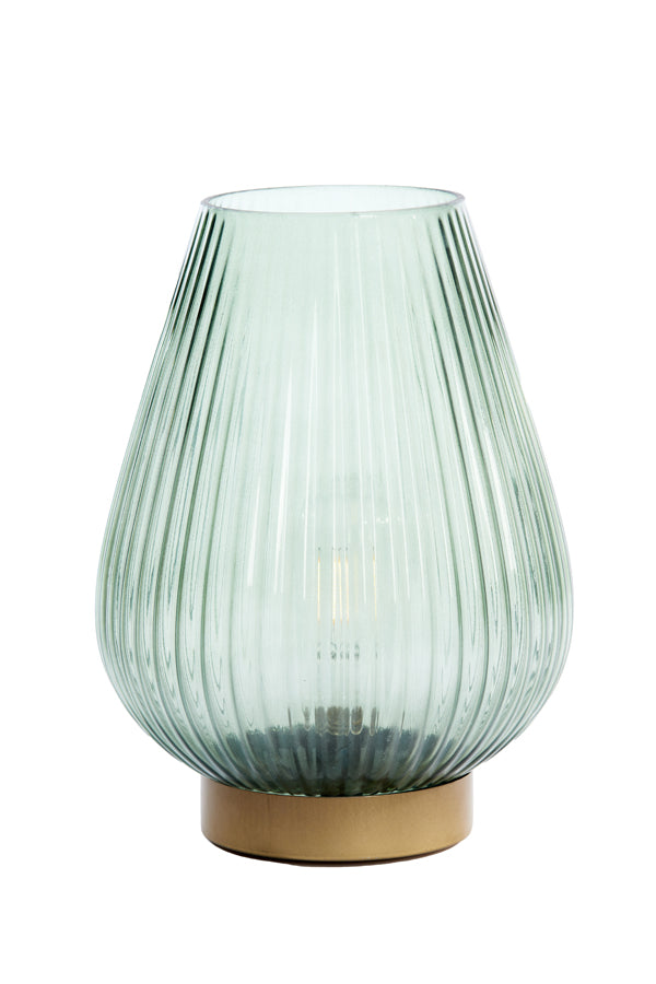 Elegant Dark Green and Gold LED Table Lamp – 21x28 cm Glass Design
