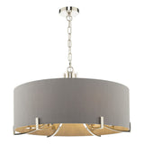 Veyron 6 Light Pendant Polished Nickel With Grey Shade
