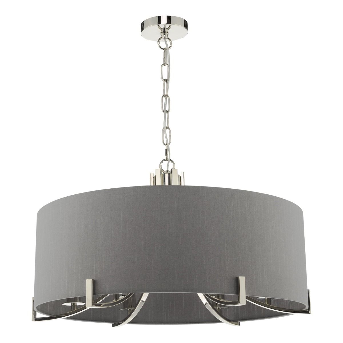 Veyron 6 Light Pendant Polished Nickel With Grey Shade