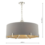 Veyron 6 Light Pendant Polished Nickel With Grey Shade