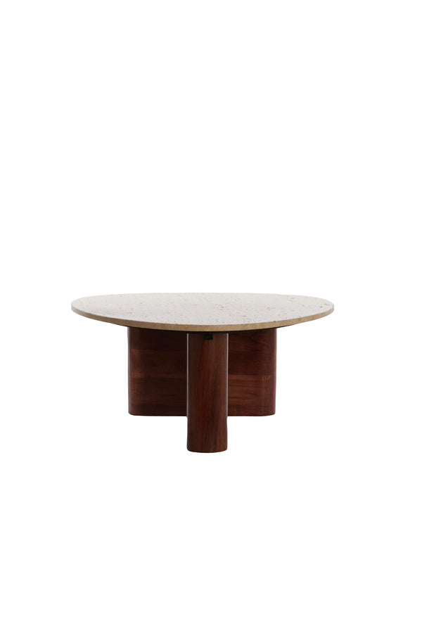 Elegant Sand-and-Brown Travertine Coffee Table - 90x72x31 cm Mahelona