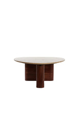 Elegant Sand-and-Brown Travertine Coffee Table - 90x72x31 cm Mahelona