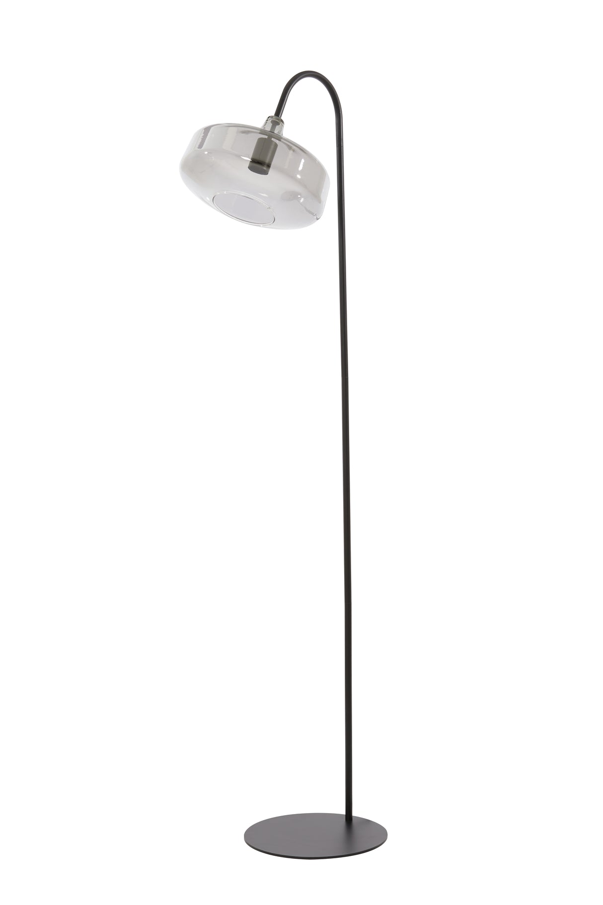 Solna Floor Lamp with Smoked Glass and Matte Black Finish, 45x29.5x160 cm