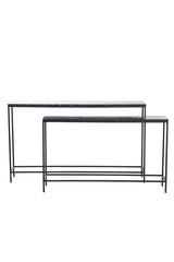 Dual Console Set in Elegant Black with Agate Accent - Sleek Design 120x25x72+140x25x82 cm