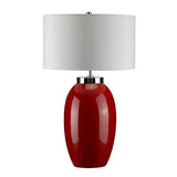 Victor Red Porcelain Table Lamp with Cream Cylinder Shade