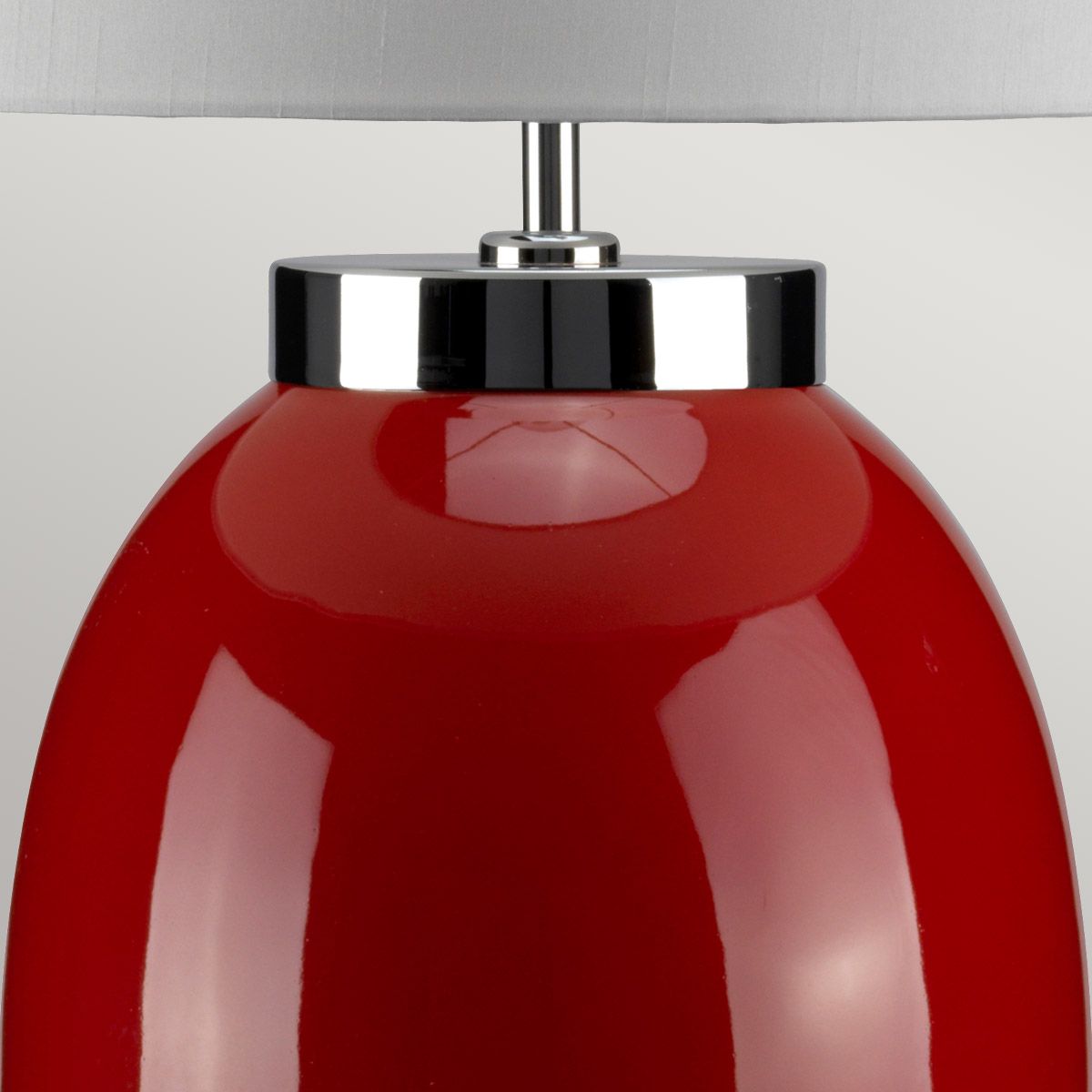 Victor Red Porcelain Table Lamp with Cream Cylinder Shade