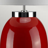Victor Red Porcelain Table Lamp with Cream Cylinder Shade