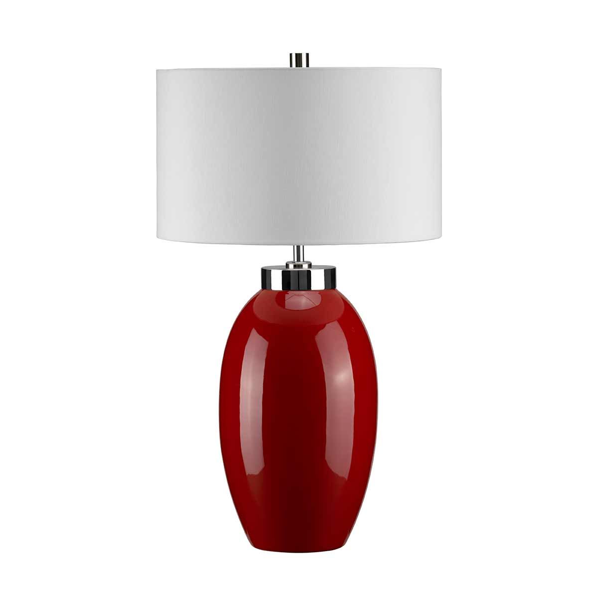 Chic Red Accent Victor Porcelain Table Lamp with Cream Shade