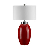 Chic Red Accent Victor Porcelain Table Lamp with Cream Shade