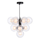 Vine 10 Light Pendant Satin Black With Clear/Opal Glass