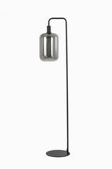 Elegant Lekar Black Floor Lamp with Smoked Glass, 35.5x28x155 cm